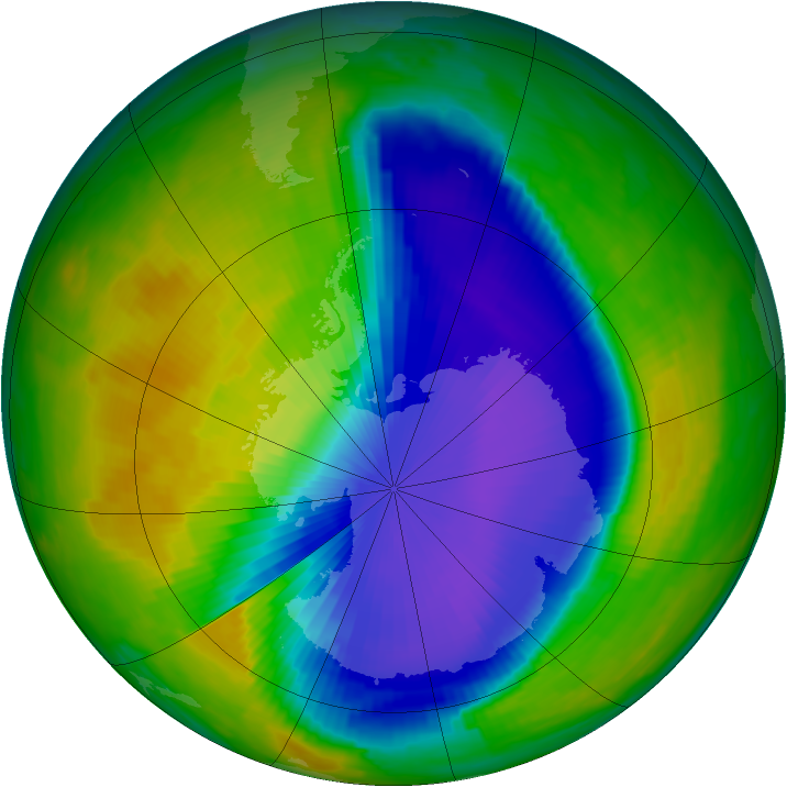 Antarctic ozone map for 19 October 1996